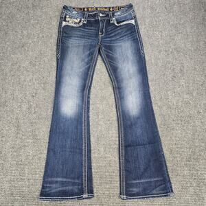 Rock Revival Sapphire Bootcut Jeans Womens Tag 30  Dark Wash Stretch Bling Tall